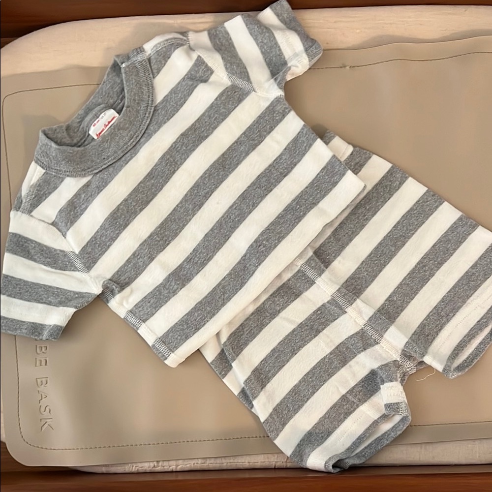 Striped Gray and White Toddler Pajamas